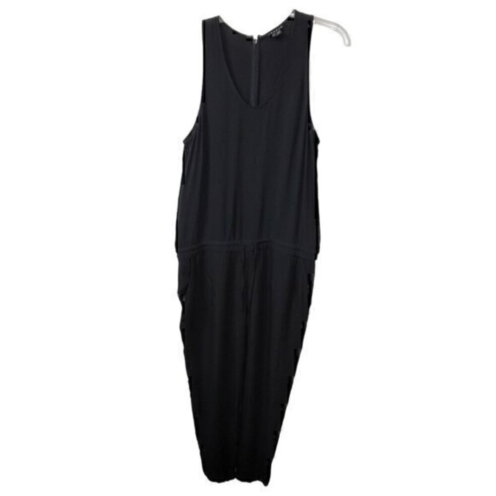 Theory Silk Jumpsuit Overalls Sleeveless L Black